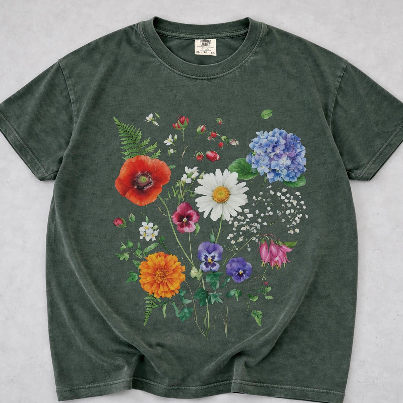 Comfort Colors Wildflower Shirt – Botanical Meadow Nature Top 2XL