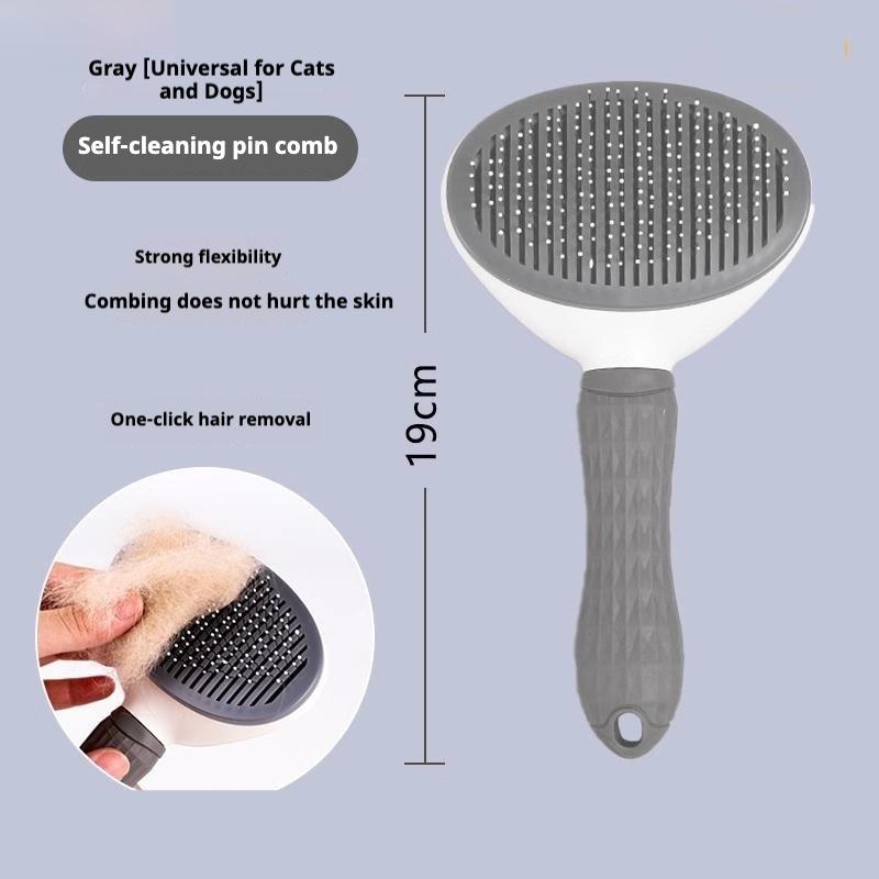 Ergonomic Handle Pet Hair Remover Brush Soft Bristle Pet Massage Comb Loose Fur&Fleas Removing for Cats&Dogs Indoor&Outdoor