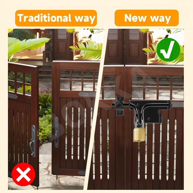 Heavy-Duty Black Stainless Steel Security Door Lock With Keyhole For Wooden Fences Barns And Sheds Fence Locking Hardware