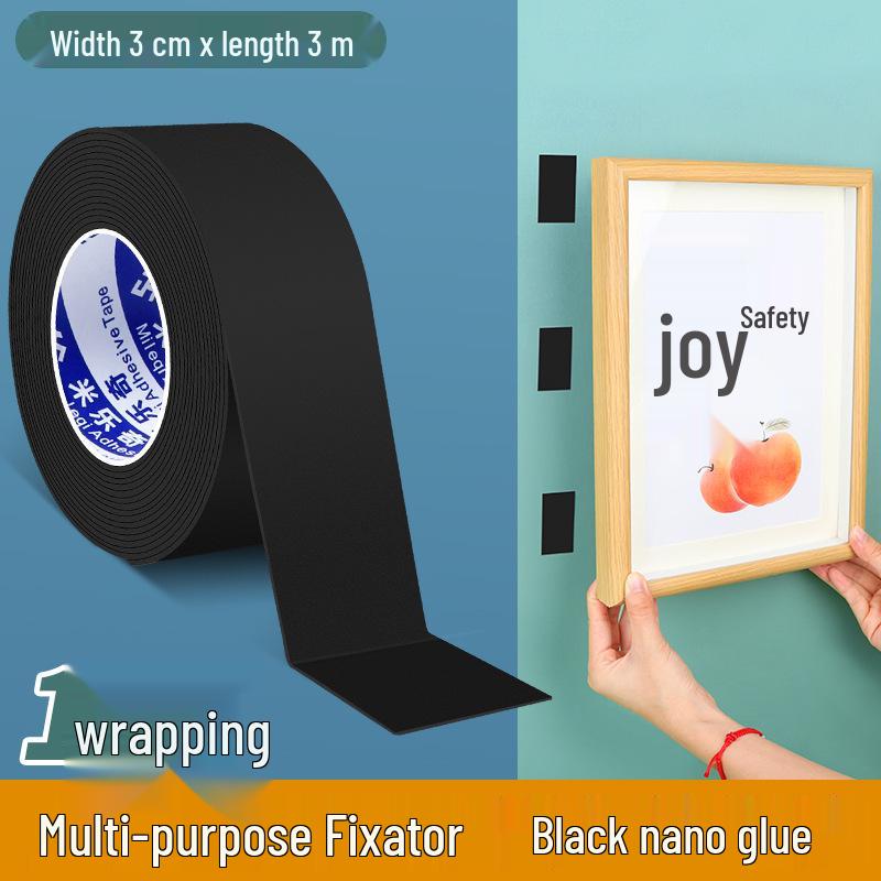 Black Double-Sided Nano Tape - No Trace, Strong Adhesion for Photo Frames & Wall Decorations