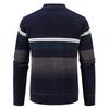 Herren Gestrickter Cardigan mit Streifen Reißverschluss Stehkragen Pullover Jacke Langarm Lässige Oberbekleidung für Herbst Winter