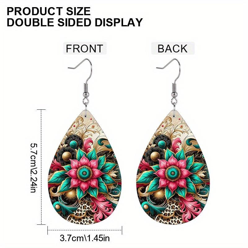 Bohemian Style Mandala PU Earrings, Fashion Earrings, Y2K Style Exquisite Earrings, Holiday Gifts for Friends, Party Fashion Accessories