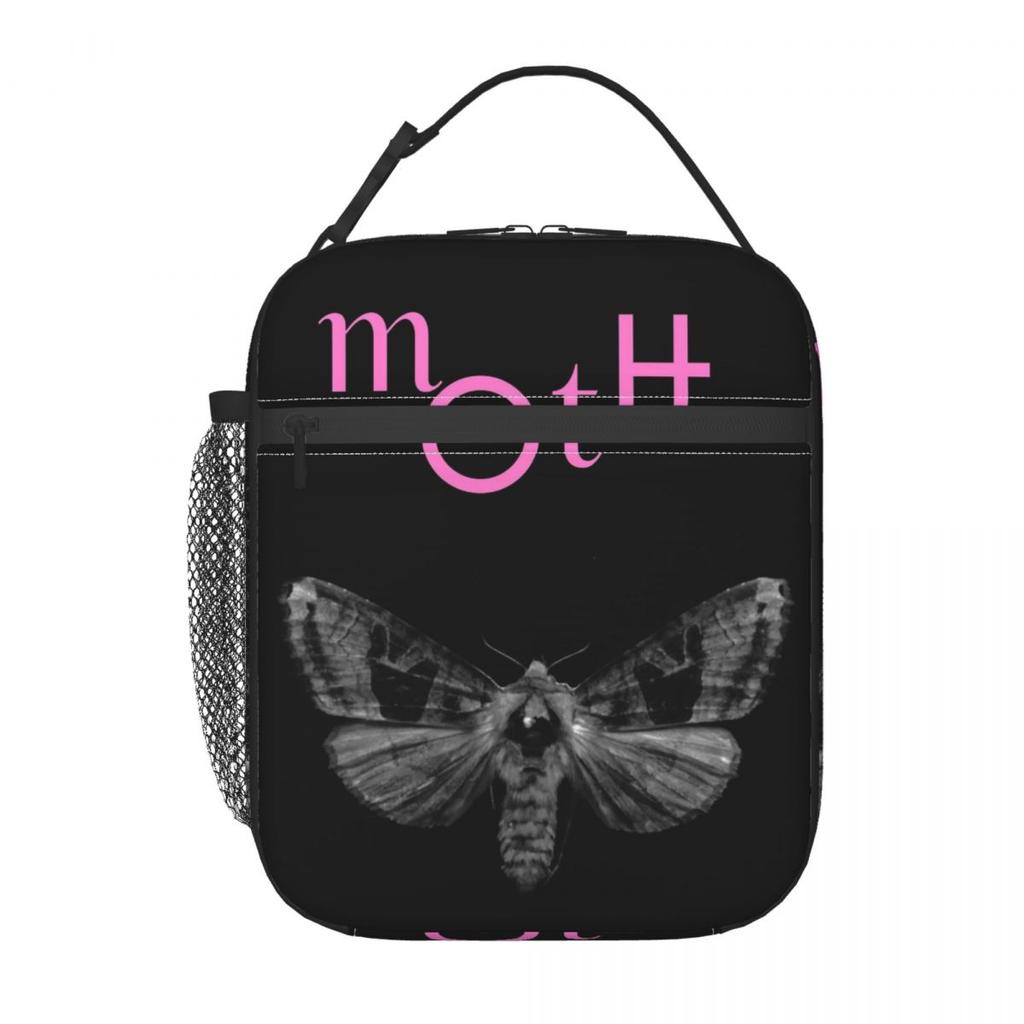GothMoth Themed Artwork Print Insulated Lunch Bag for Women Kids Leakproof Food Boxes Thermal Lunch Box Tote