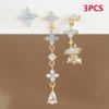 3PCS Zircon Flower Pendant Earring Sets For Women Stainless Steel Cartilag Piercing Earring  Trend Jewelry Aretes De Mujer