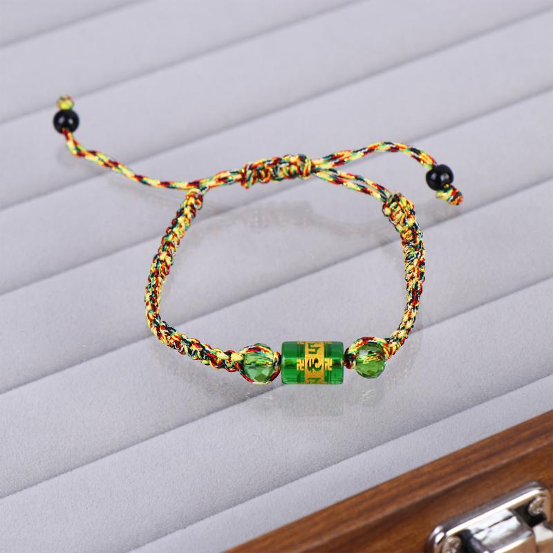 Handcrafted Ethnic Style Bracelet Colorful String Woven Bracelet Six-Syllable True Word Buckle Bead Finished Jewelry Gift