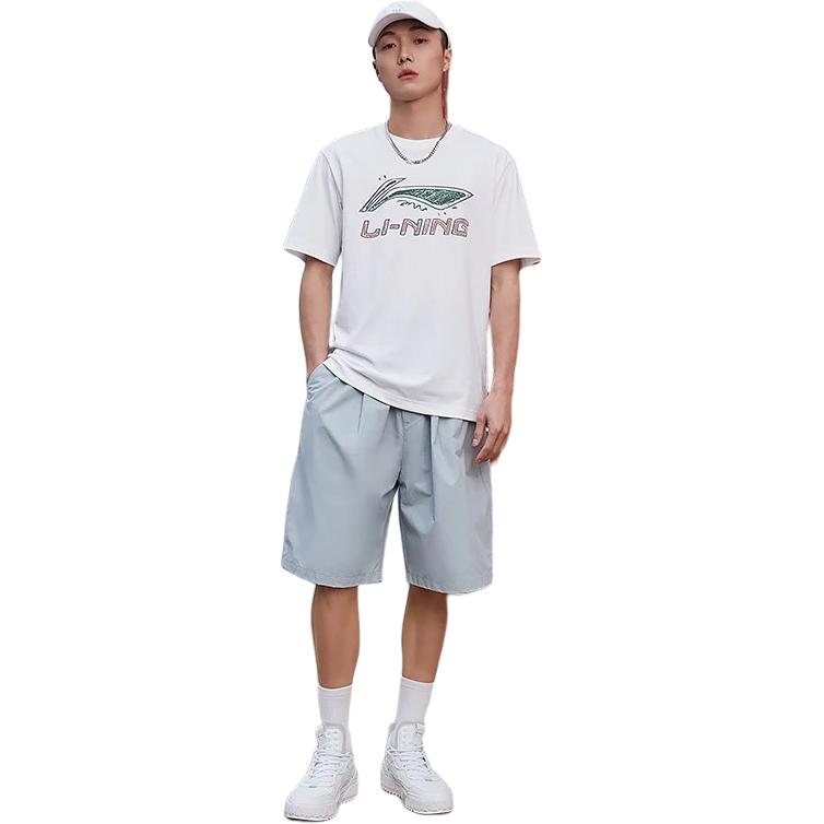 Li-Ning Graffiti Logo Print Sports Crew Neck T-Shirt Men Tops White AHSS879-4