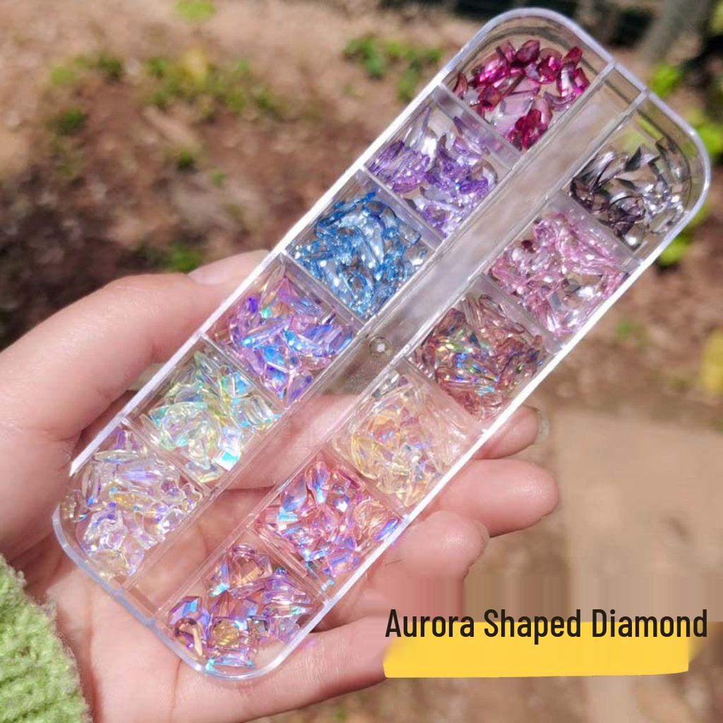 Rhinestone Rotondi Colorati a Fondo Piatto a 24 Scomparti per Unghie - Decorazioni per Nail Art Super Lucide Aurora e Perla