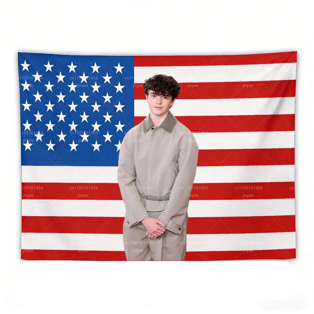 Owen Cooper Tapestry Pink American Flag Wall Hanging Adolescence Actor Poster Home Room Decor