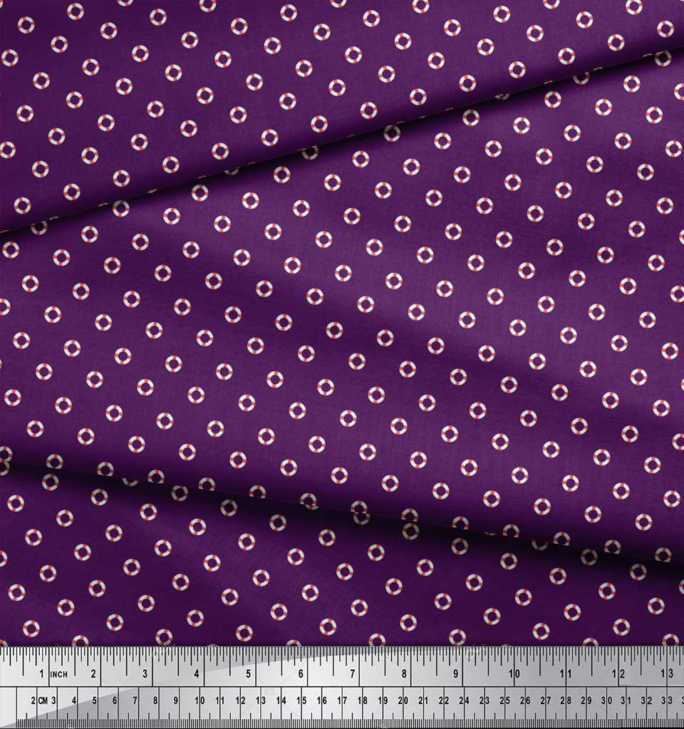Soimoi Japan Crepe Satin Fabric Swimming Ring Small Printed Craft Fabric by the metre 42 Inch