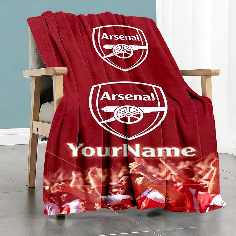 Arsenal Customize Text Blanket Multi-purpose Personalized Blanket Comfortable Versatile for Bed Seaside Home Decor Picnics All-Season Use