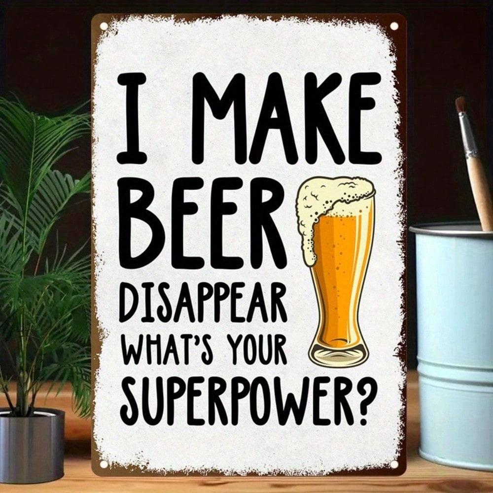 Vintage Beer Disappear Retro Metal Sign 8x12 Inch Pub Bar Wall Decor