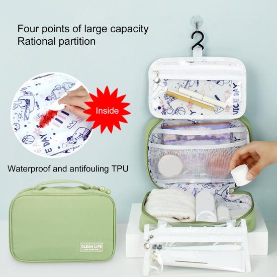 

Сумка для туалетных принадлежностей Многофункциональная водонепроницаемая застежка-молния большой емкости Подвесной дизайн Магазин косметики Портативный мешочек для хранения стирки