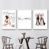 Nordic Art Poster Pink Luxury High Heels Bag Canvas Print Wall Painting Beauty Salon Girls Room Decor Creative Pictures Unframed