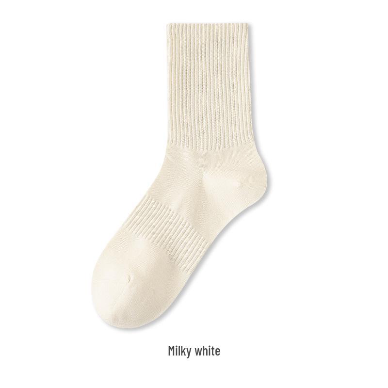 Chaussettes mi-mollet en coton pour femmes - Absorbantes la transpiration, résistantes aux odeurs, couleur unie pour le printemps et l'automne