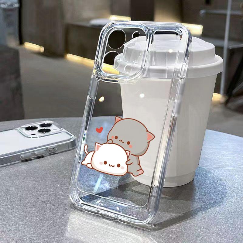Phone Case For Samsung Galaxy A55 A54 A53 A56 A35 A33 A15 S25 S24 Ultra S23 S21 FE S22 Plus Cute Animal Cat Soft Silicone Cover