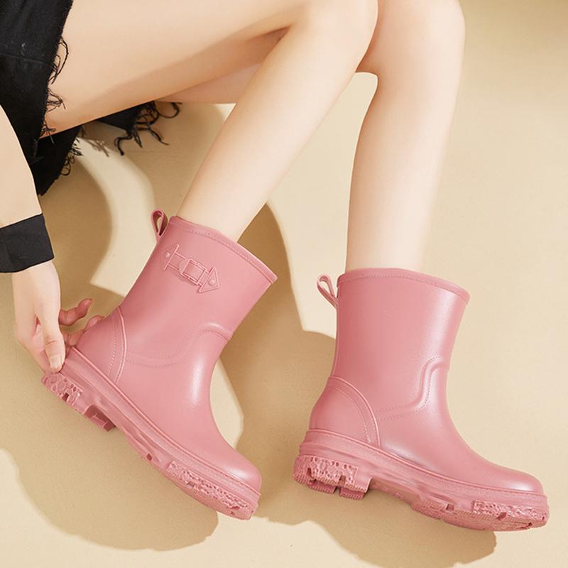 Women's Mid-calf Rain Boots Outdoor Fashionable Non-slip And Comfortable Can Be Added With Cotton To Keep Warm In Autumn Winter