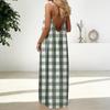 Women's Fashion Backless Spaghetti Strap Casual Loose-Fit Plaid Print Dress