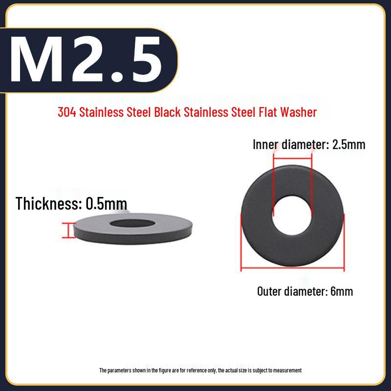 Yigu Yigu Stainless Steel Black Gasket Washer M3M4 Flat Screw Washer