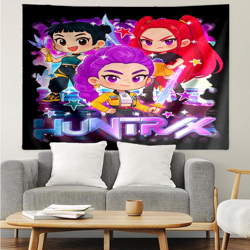 KPop-Demon-Hunters Print Tapestry, Backdrop, Easy Setup, Ideal for Bedroom, Office & Living Room, with Aesthetic Wall Hanging Decor.