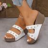 Fashion Summer Women's Platform Open Toe Wedge Sandals Thick Sole Peep-Toe Studded Hollow Out Design Slippers