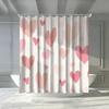 Heart-Patterned Shower Curtain With 12 Hooks, Polyester Fabric, Machine Washable, Suitable For Bathroom Dcor.