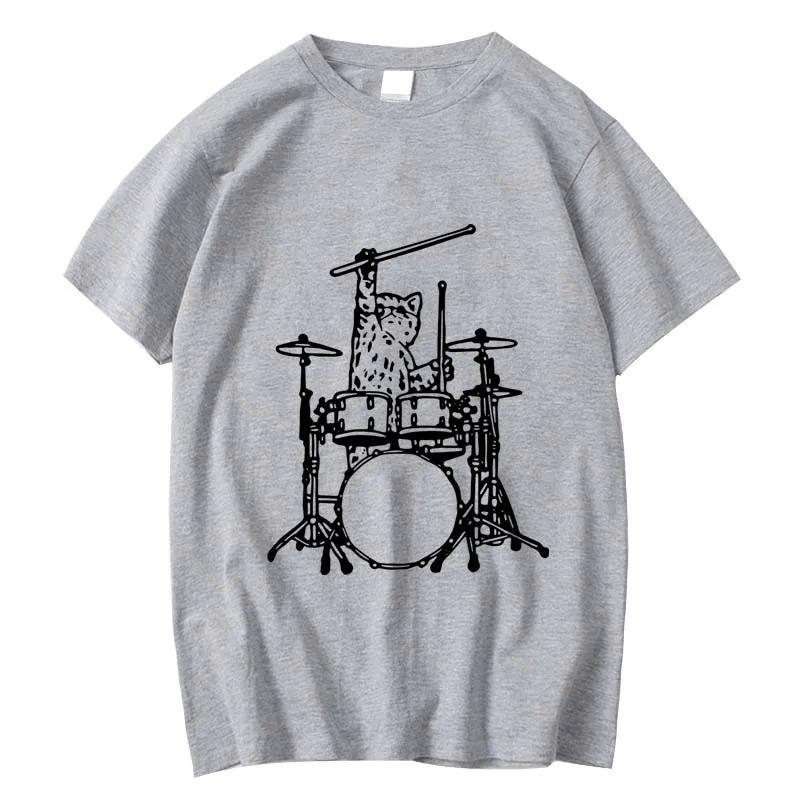 

Summer Men s High Quality 100% Cotton Funny Music Cat Print T Shirt Loose O-neck T Shirt for Men Short Sleeve T-shirt Male Tops 3XL