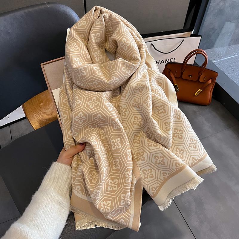 Outono e inverno novo cachecol de cashmere de imitação quente e espesso de dupla face xale para manter o manto aquecido roupa externa