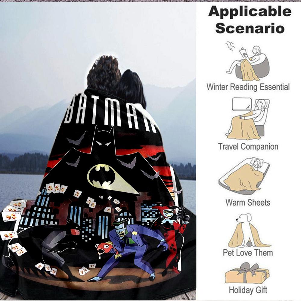1pc Batman Flannel Throw Blanket - HD Printed Lightweight Soft Warm All-Season Blanket for Sofa, Bed, Travel091