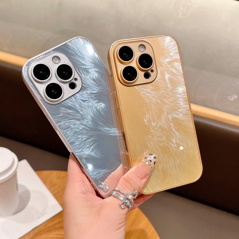 Premium jednokolorowe etui na telefon z gazy piórkowej pasujące do iPhone 16 Pro Max 15 14 Plus 13 12 Pro z osłoną ochronną na obiektyw