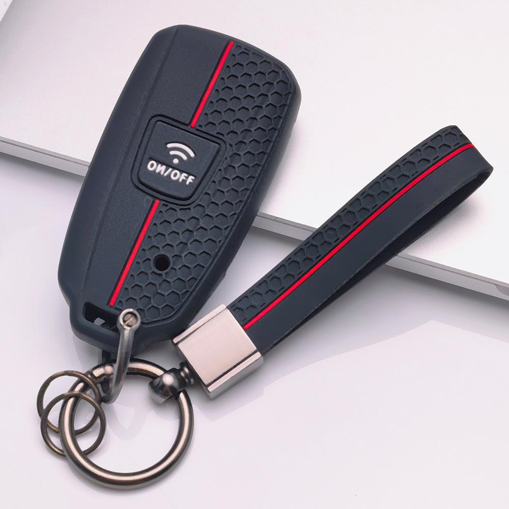 Anti Lost Silicone Keychain Lanyard for Yamaha TMAX 530 DX SX XMAX 300 with Keychain Honeycomb Texture Anti Scratch Moto Smart Key Shell Protector