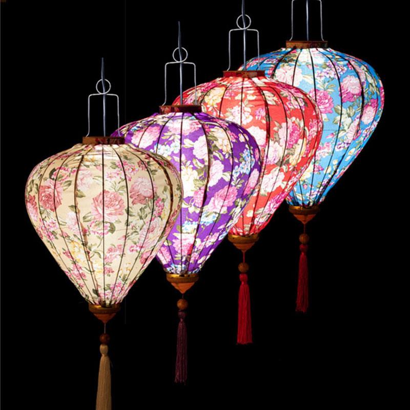 12/14 inch Classic Palace Lantern Vietnam Mid-autumn Silk Cloth Lantern New Year Chinese Spring Festival Party Hanging Decor