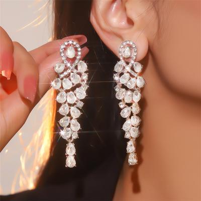 Fashion Source, Stained Glass Rhinestone Earrings Women, Exaggerated Shiny Earrings Earrings