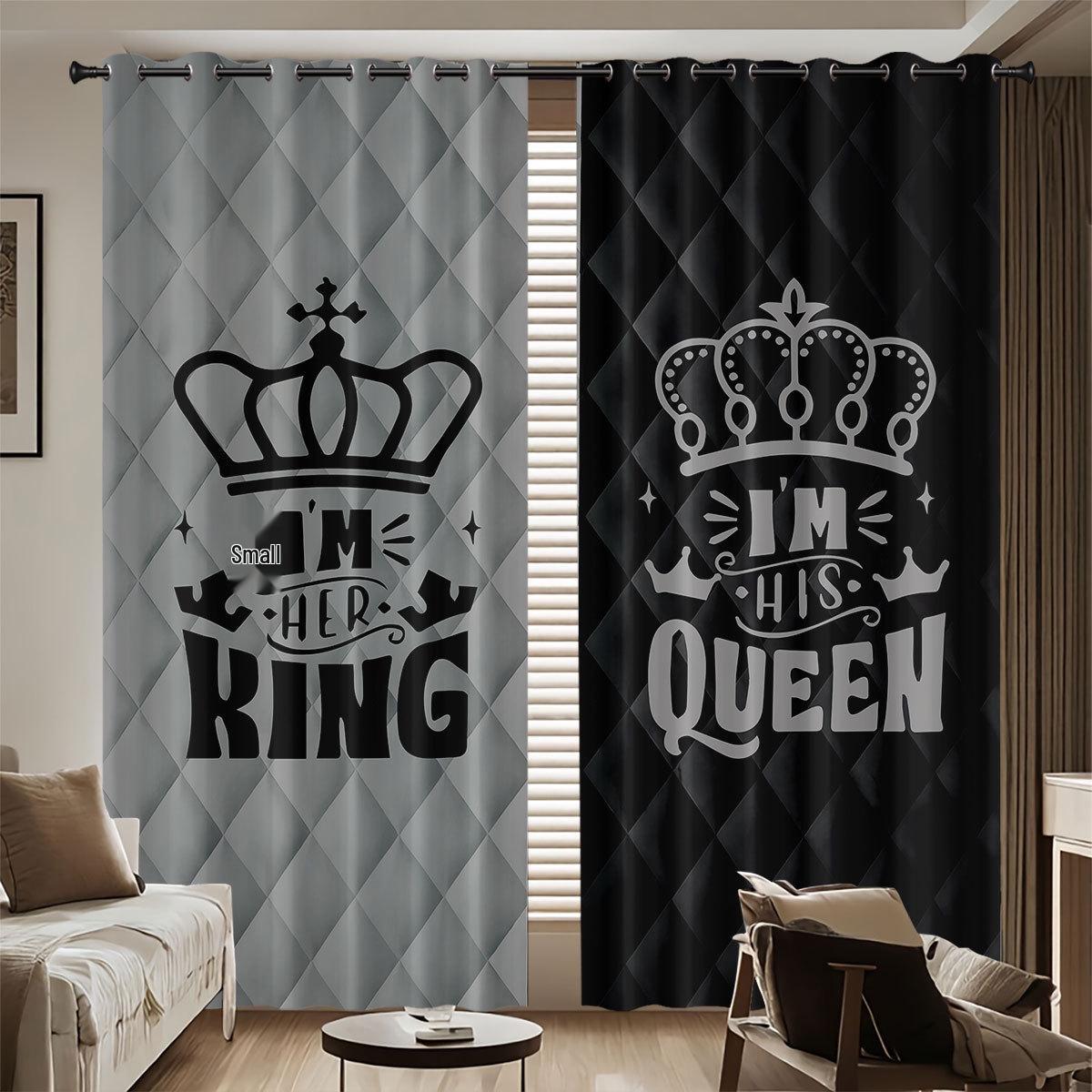

3D Digital Printing Blackout Curtain with Crown Letter Design - Customizable Image, High Precision Fabric. 140x160 cm
