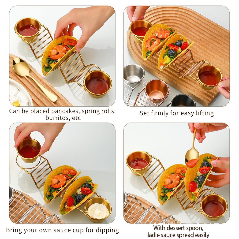 2set Taco Holder Stand With Spoon Salad Cup Rustproof Rack For Kitchen Restaurant Taco Holder Stands