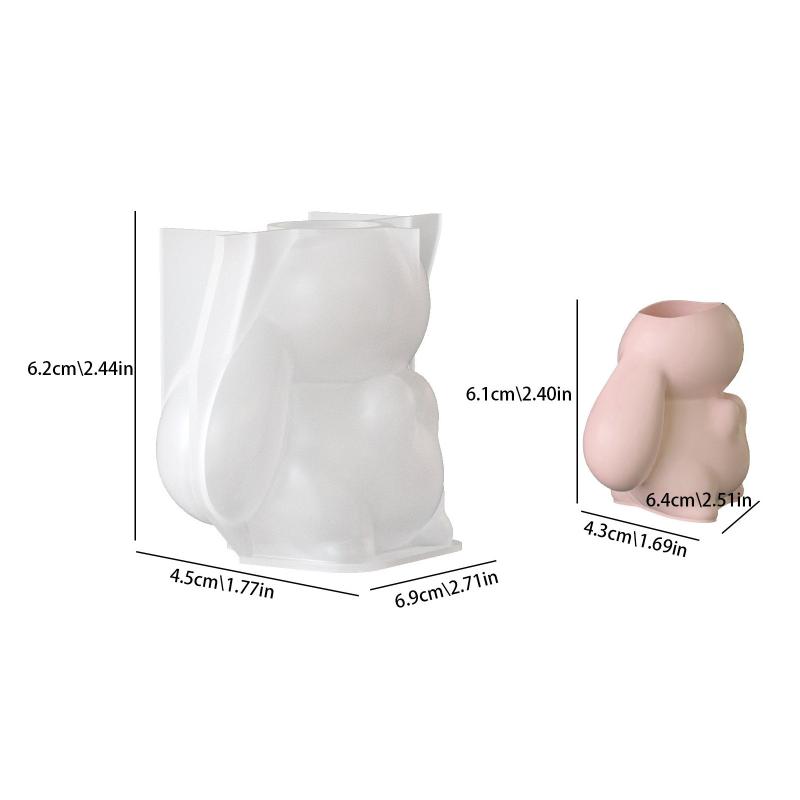 Cute 3D Rabbit Silicone Mold Bunny Aromatherapy Cup Gypsum Candle Mold Easter Diy Craft Moulds Reusable Handmade Tool Home Decor