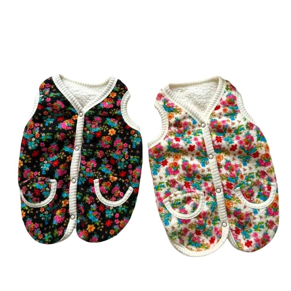 Fashion Flower Dog Clothes Autumn Winter Plush Dog Vest New Cat Pet Costume Small Dogs Cat