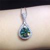 Huitan Gorgeous Green Cubic Zirconia Pendant Necklace Luxury Women's Wedding Neck Accessories Newly-designed Necklaces Jewelry