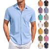 Men's Vintage Button Down Bowling Shirts Short Sleeve Summer Beach Shirt