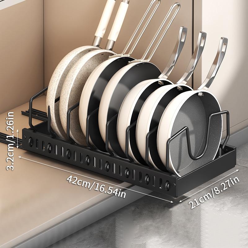 Kitchen Pull-Out Pot Rack Adjustable Cupboard Trays Dishes Partition Shelf With Slide Rails Organizer Tray Drawer Storage Racks