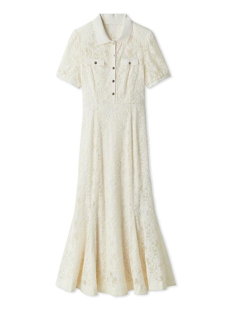 Lace Polo Dress SWFO251120 OWHT [Snidel] Women's