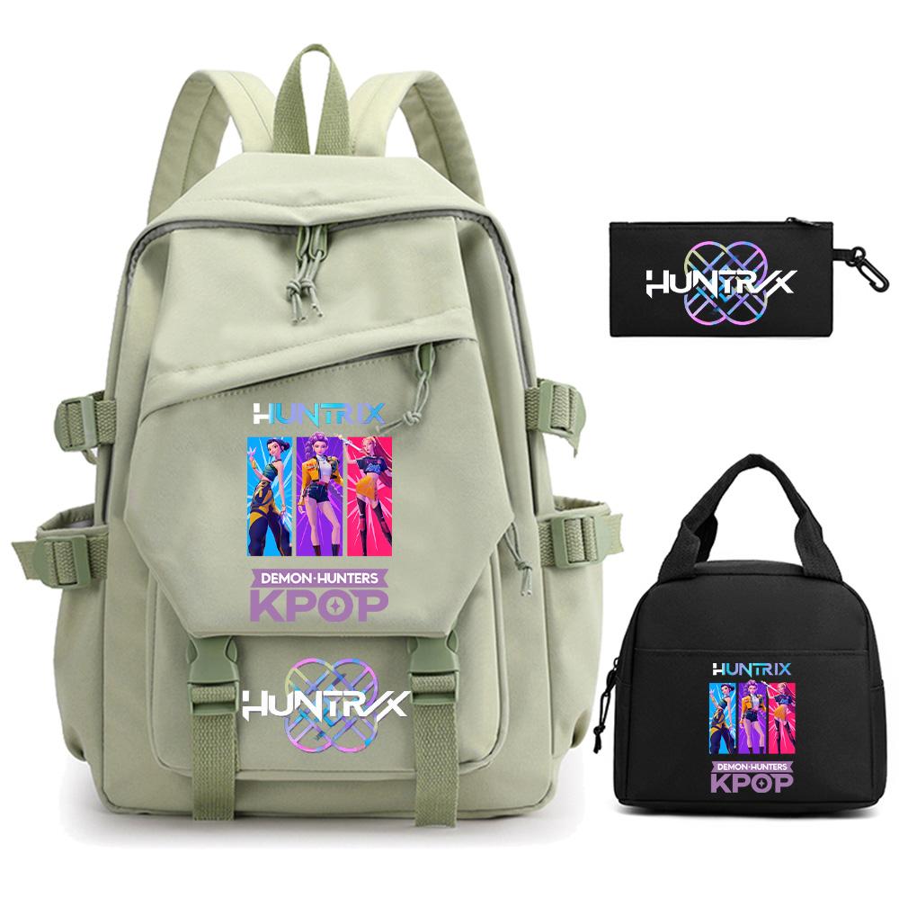 3 st/set Tecknad Kpop Demon Hunters Tryckt Ryggsäck för Tonårspojke Flicka Stor Kapacitet Skolväska Barn Student Bokväska Kvinnor Resväska