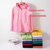 Autumn Children's Terry Cloth Zip-Up Hoodie with Pocket - Solid Color Korean Style Parent-Child Jacket