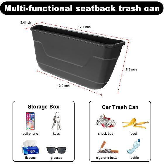 For Tesla Model 3 Model Y Seat Back Organizer Durable TPE Storage Pocket Backseat Trash Can Container For Tesla Model 3 2017- And -2025 Model Y (Not