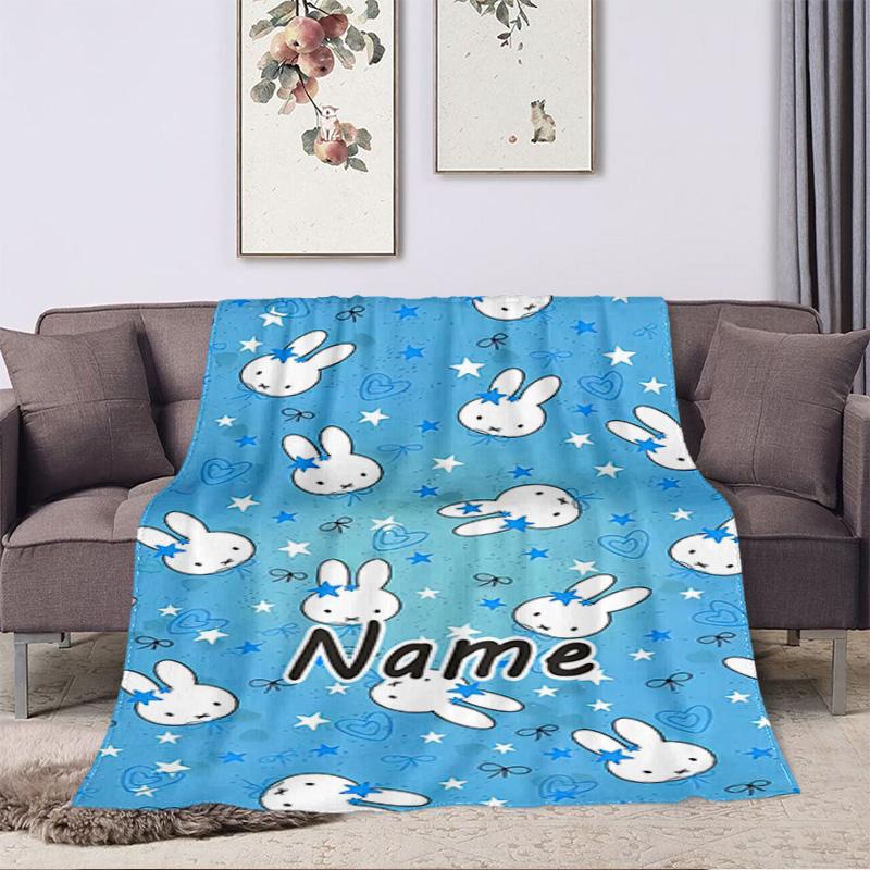Custom Name Miffy Stars Heart Name Blanket Suitable All Seasons Soft Comfortable Sofa Office Home Blanket Camping Trip Soft And Comfortable Bedroom