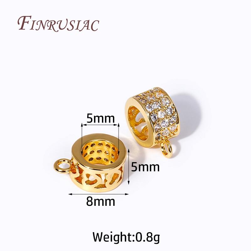 

18K Gold Plated Brass With Zircon Spacer Beads Pendant Charms Bail, Brass Metal Large Hole Bail Beads DIY Jewelry Accessories 2 Pieces