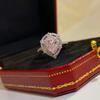 New Luxury Pink Water Drop Lad Diamond Ring Romantic    Open Engagement Valentine'S Day Jewelry Gifts