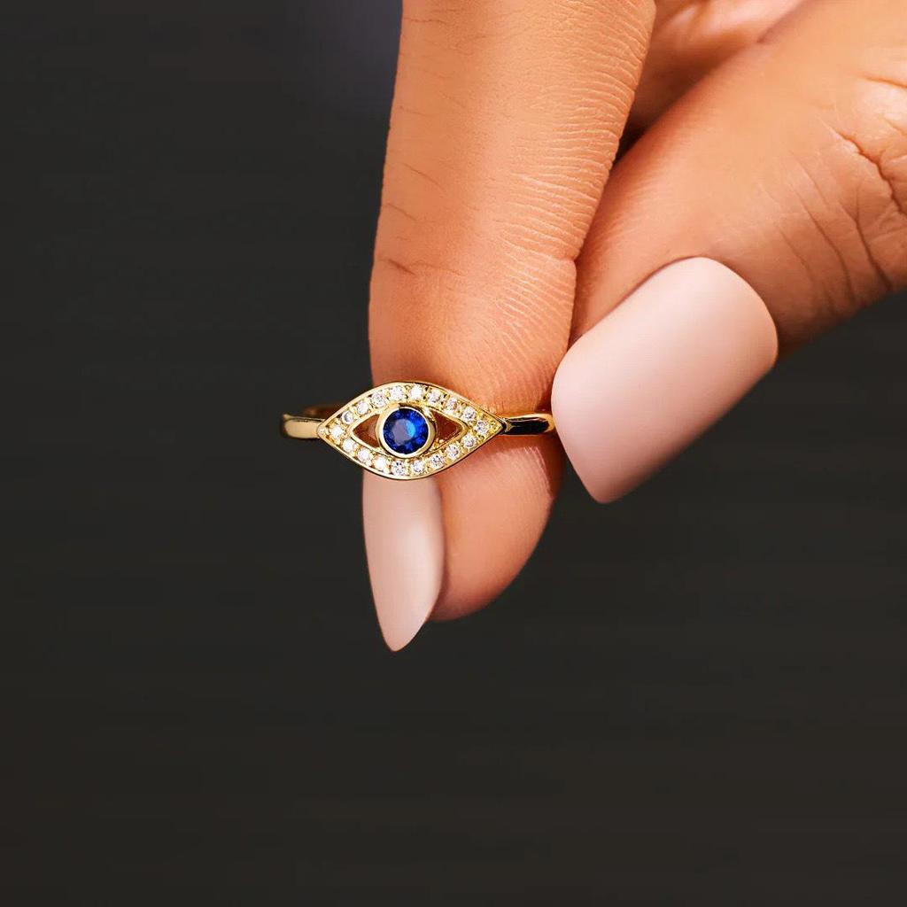 Anello Occhio di Hamsa in Argento Sterling S925 per Donna - Gioiello Versatile da Dito Indice per Celebrità di Internet