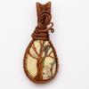 94.60 Ct Natural White Jasper Pear Cut Copper Wrapped Pendant Certified