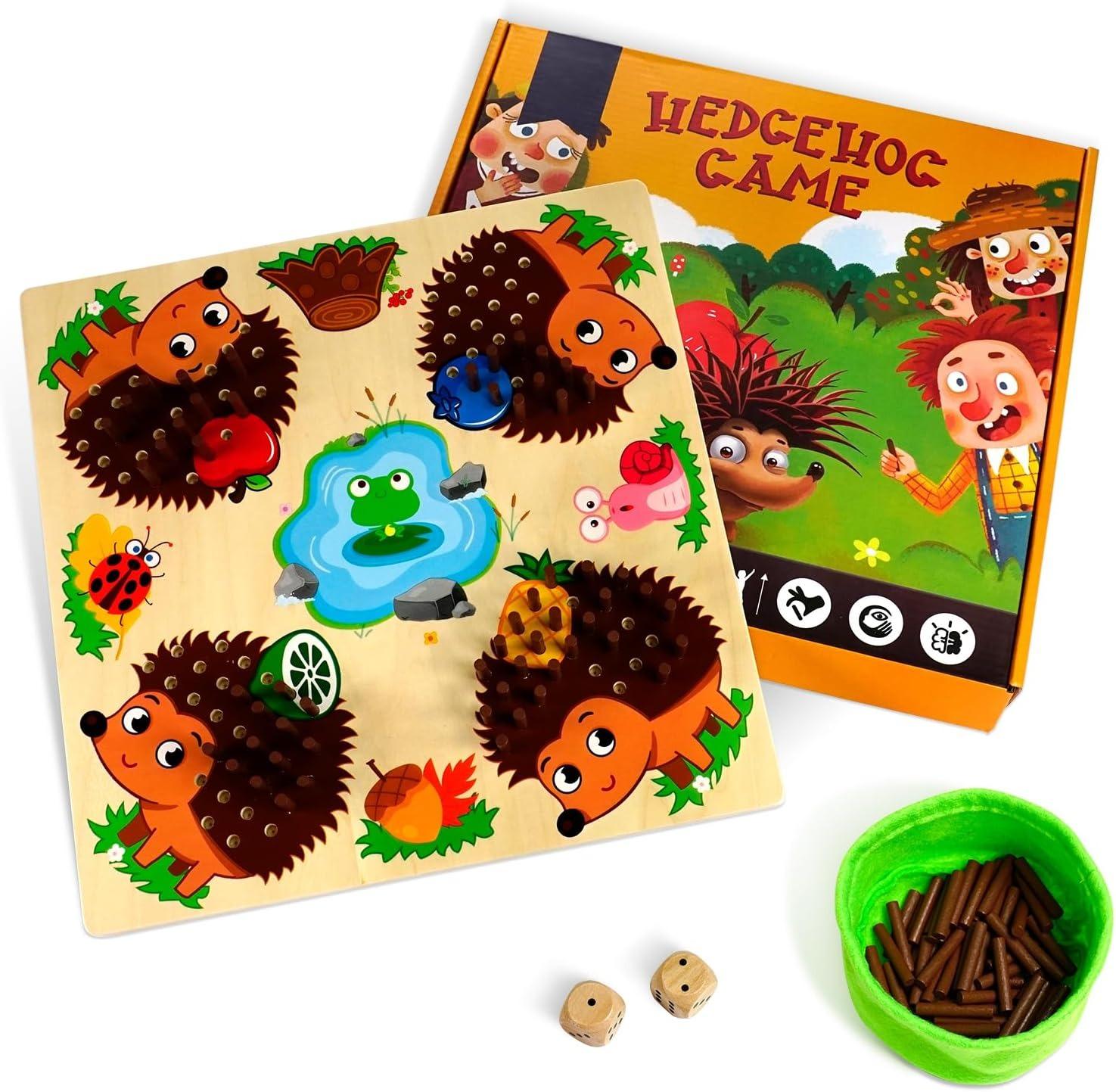 Activating Toys Educational Wooden Hedgehog Sensory Puzzle Toy -Toddlers Counting Matching Game,Montessori,Board Game For Kids Birthday Gift,3+