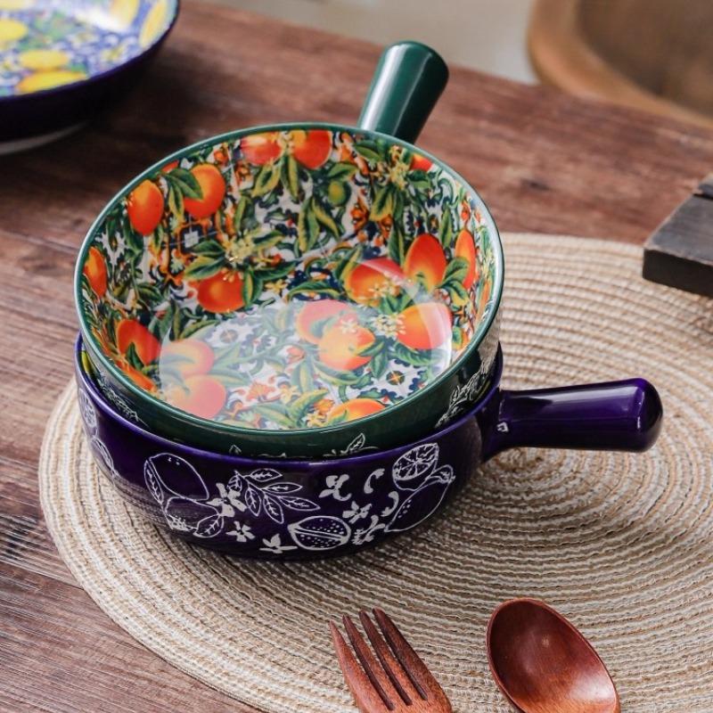 1PC Ceramic Tableware Bohemian Style Retro Home Tableware Creative Dim Sum Plate Fruit Plate Household Goods